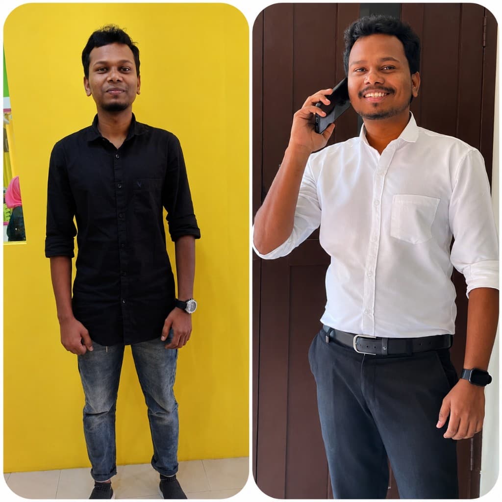 Akhil — before and after transformation